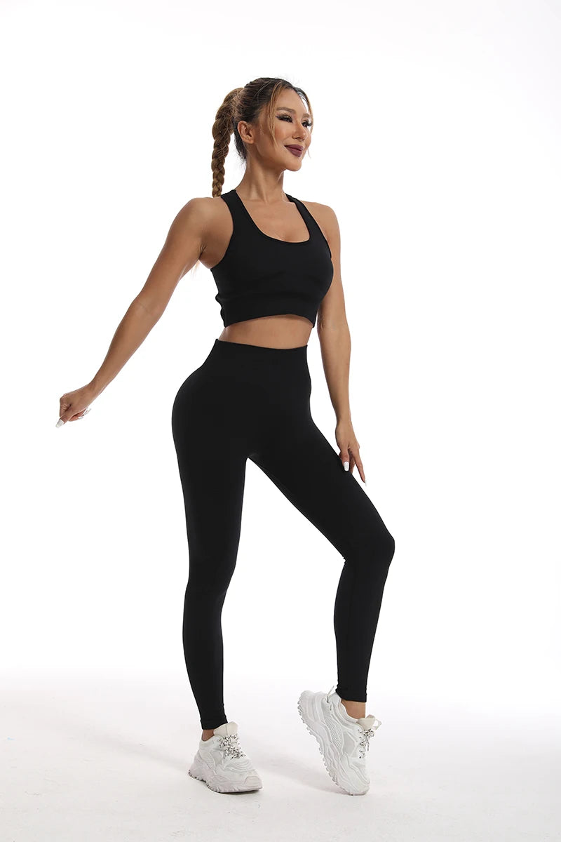 Tracksuit Feminino, Conjuntos De Ioga Fitness, Roupa Esportiva Feminina, Sutiã Esportivo De Treino, Leggings De Cintura Alta, Roupa De Ginástica Esportivo Sem Costura