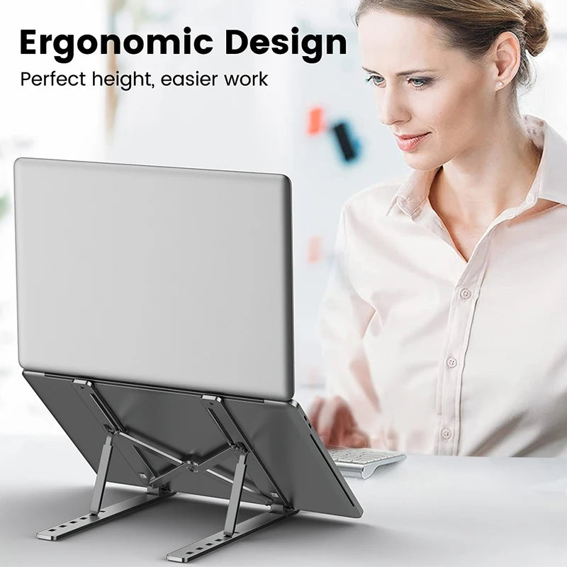 Suporte para laptop de liga de alumínio ajustável dobrável portátil para notebook suporte de resfriamento suporte de elevação antiderrapante