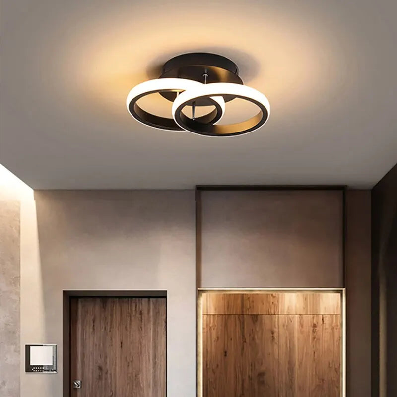 Lustre doméstico de led em três cores, estilo moderno, lâmpada de teto para quarto, instalação de superfície, ac 220v