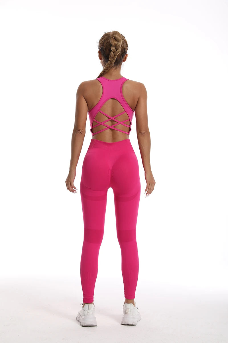 Tracksuit Feminino, Conjuntos De Ioga Fitness, Roupa Esportiva Feminina, Sutiã Esportivo De Treino, Leggings De Cintura Alta, Roupa De Ginástica Esportivo Sem Costura