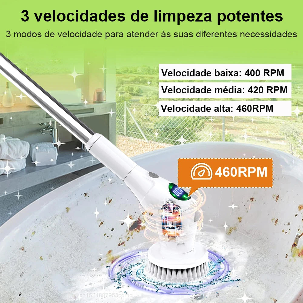 Multifuncional Escova de Limpeza Elétrica, Sem Fio Rotativo, 8 em 1, casa de banho, cozinha, janelas, WC
