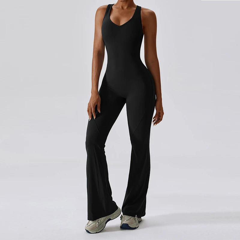Macacão Sexy Back V Conjunto de Ginástica Feminino Treinamento Yoga Terno Esportivo Feminino Macacão Esportivo Fitness Macacão Stretch Treino Bodysuits