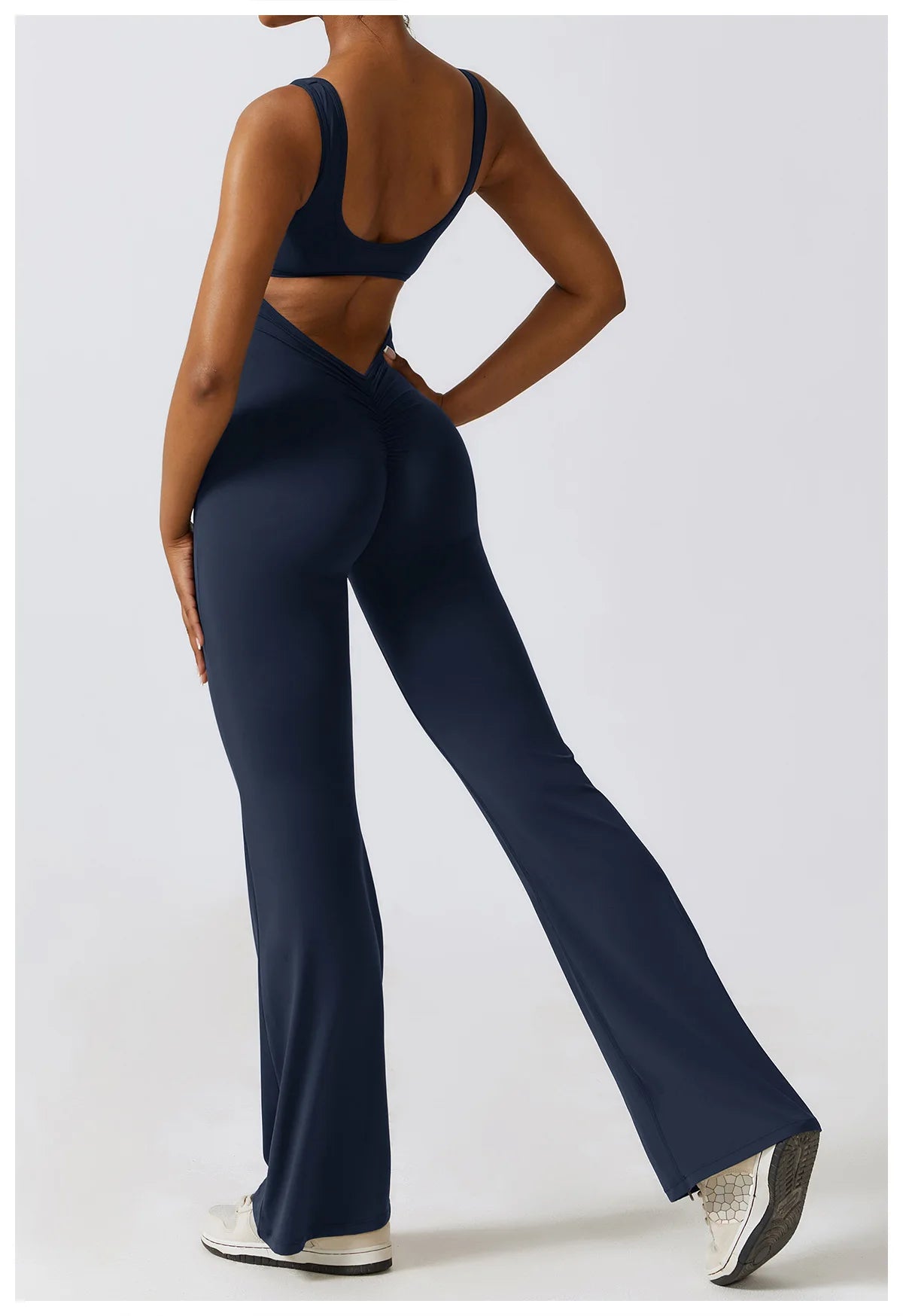 Macacão Sexy Back V Conjunto de Ginástica Feminino Treinamento Yoga Terno Esportivo Feminino Macacão Esportivo Fitness Macacão Stretch Treino Bodysuits