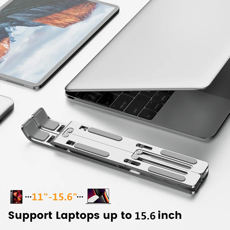 Suporte para laptop de liga de alumínio ajustável dobrável portátil para notebook suporte de resfriamento suporte de elevação antiderrapante