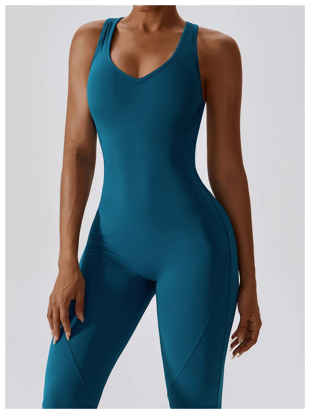 Macacão Sexy Back V Conjunto de Ginástica Feminino Treinamento Yoga Terno Esportivo Feminino Macacão Esportivo Fitness Macacão Stretch Treino Bodysuits