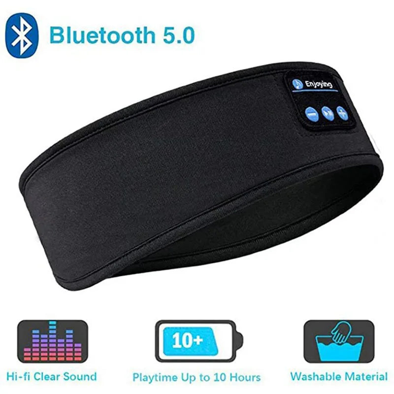 Auscultadores Sem Fio Bluetooth, Máscara do Olho do Sono, Headset Elástico Macio, Headband esportes confortável, fone de ouvido música