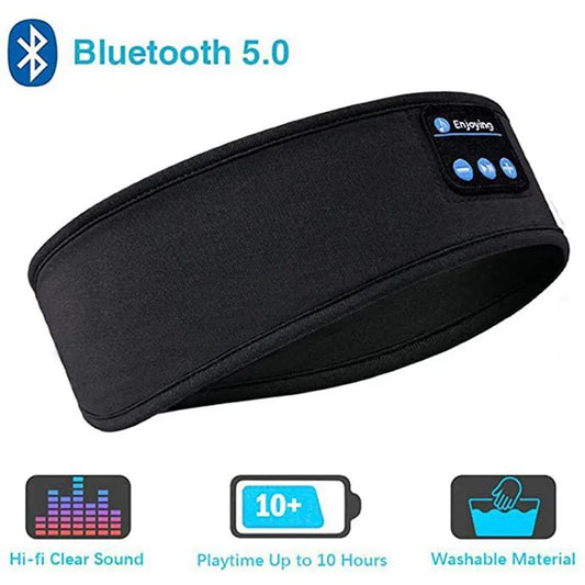 Auscultadores Sem Fio Bluetooth, Máscara do Olho do Sono, Headset Elástico Macio, Headband esportes confortável, fone de ouvido música