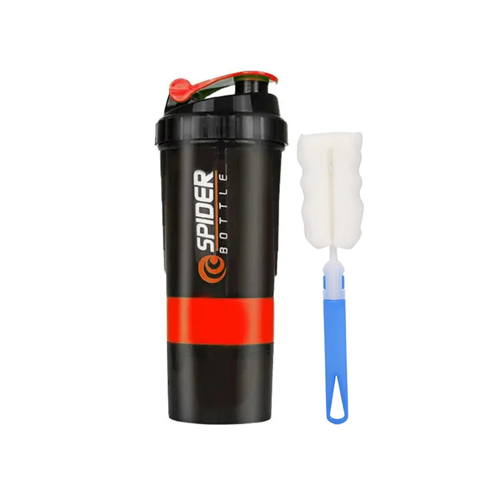 shaker de 3 camadas, garrafa de proteína em pó, copo de agitação, garrafa de água, copo de mistura de plástico, garrafa de exercício de construção corporal