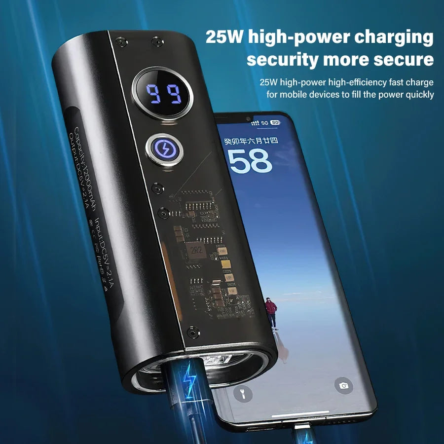 Lanterna LED recarregável USB super brilhante, Power Bank Light, tocha impermeável, 10 modos, 12000mAh, 3000 Lumens