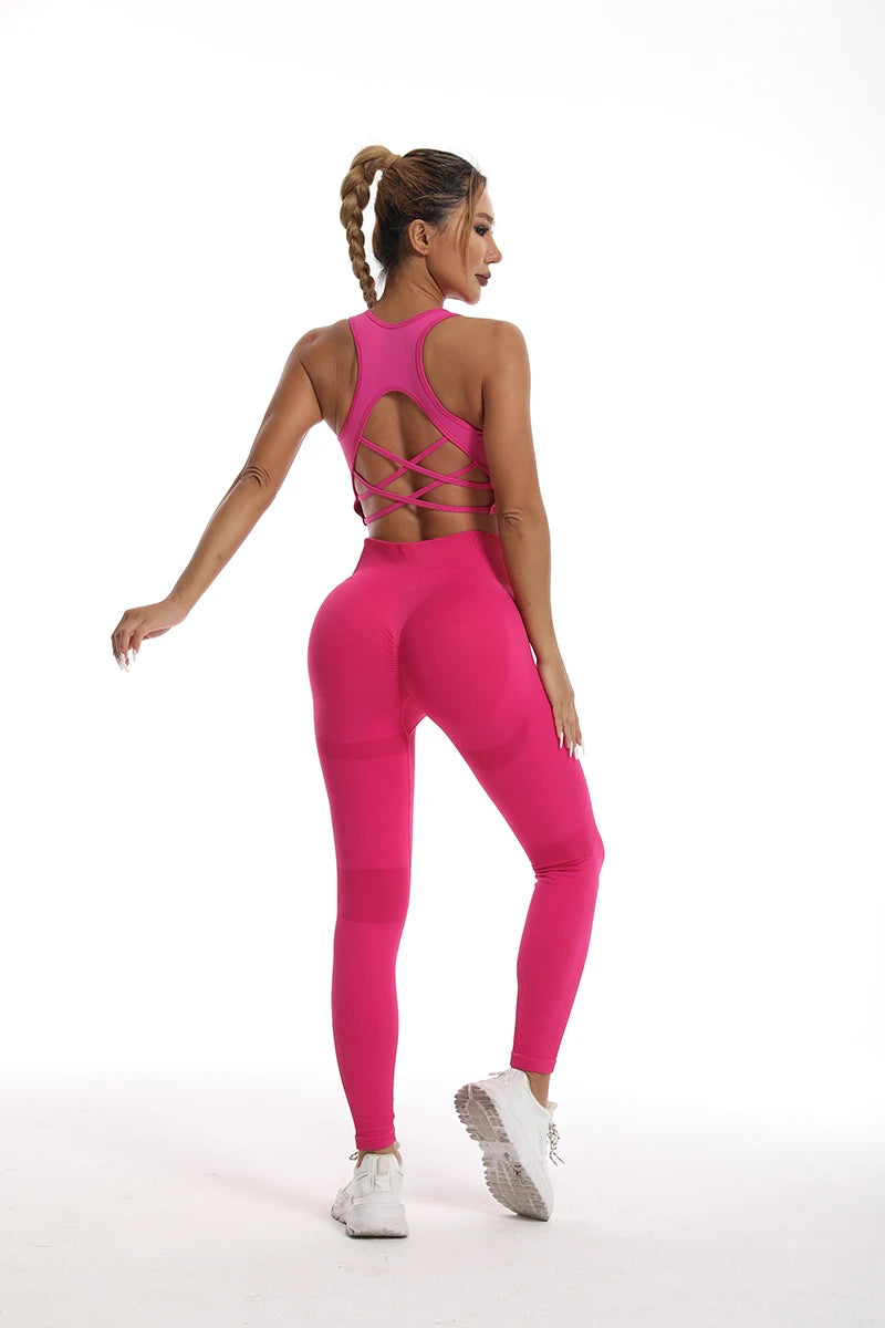 Tracksuit Feminino, Conjuntos De Ioga Fitness, Roupa Esportiva Feminina, Sutiã Esportivo De Treino, Leggings De Cintura Alta, Roupa De Ginástica Esportivo Sem Costura