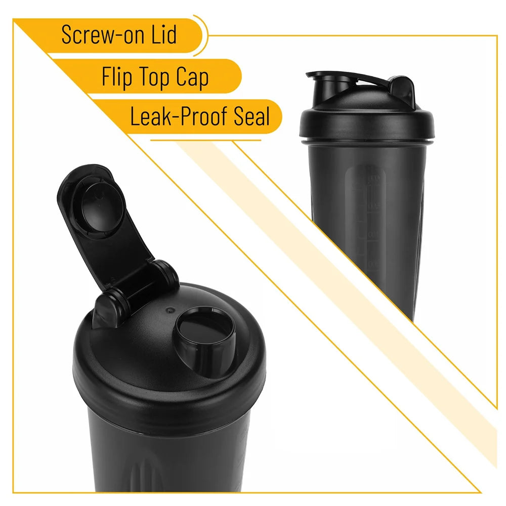 Shaker de Proteína Portátil 600ml Garrafa Fitness com bola de batedor de arame para atletas entusiastas, perfeito para academia e ao ar livre