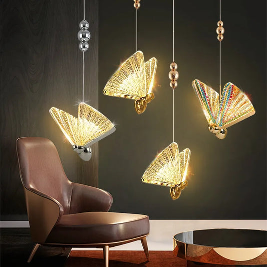 Borboleta led luzes pingente nordic pendurado lâmpada iluminação interior para cabeceira sala de jantar cozinha pendente iluminação