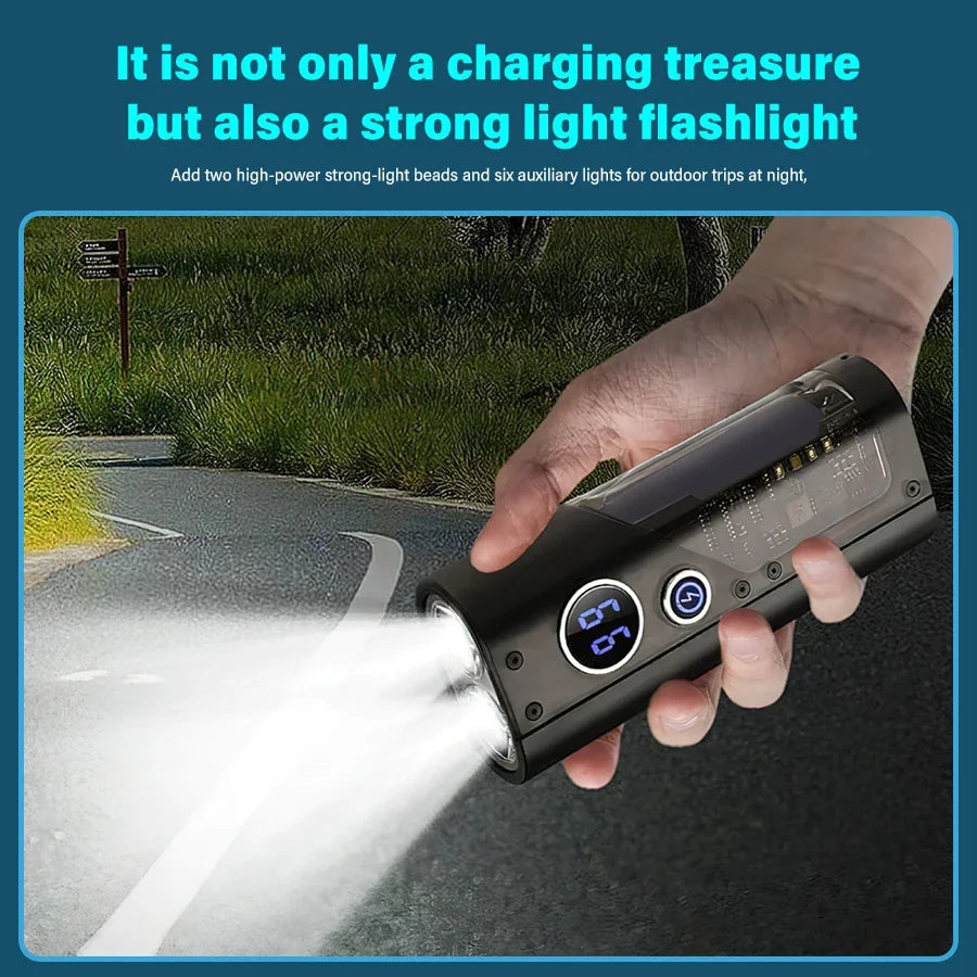 Lanterna LED recarregável USB super brilhante, Power Bank Light, tocha impermeável, 10 modos, 12000mAh, 3000 Lumens