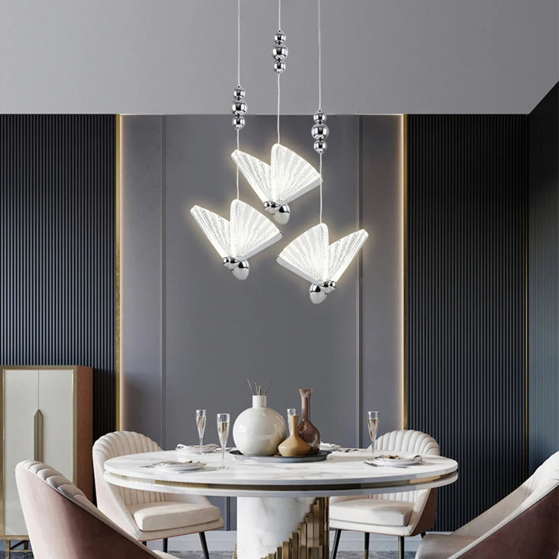 Borboleta led luzes pingente nordic pendurado lâmpada iluminação interior para cabeceira sala de jantar cozinha pendente iluminação