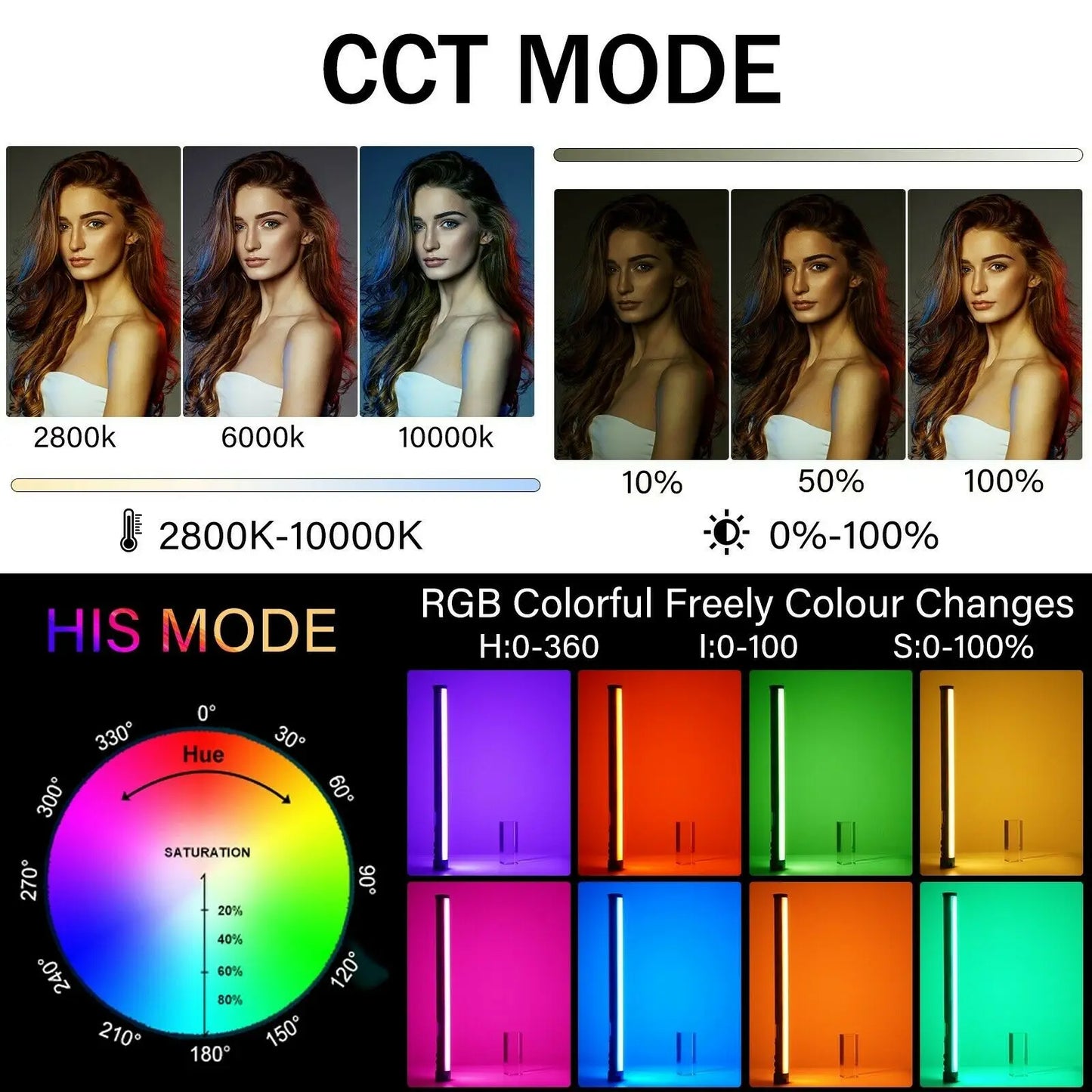 Tubo de luz Varanda LED Fotografia Luz Vídeo Soft Light APP Controle YouTube Tiktok Fotografia