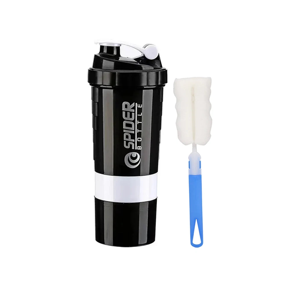 shaker de 3 camadas, garrafa de proteína em pó, copo de agitação, garrafa de água, copo de mistura de plástico, garrafa de exercício de construção corporal