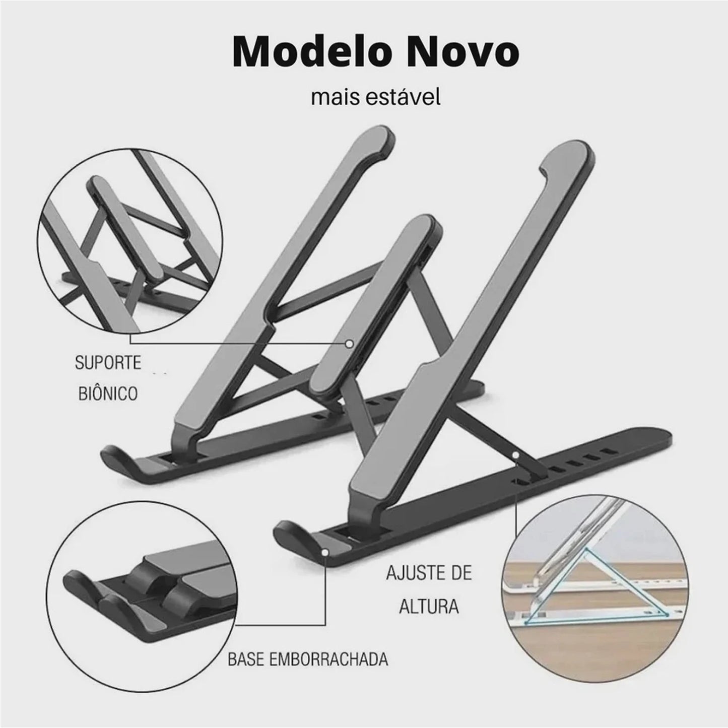 Suporte Base Preto Dobrável Ergonomico Ajustavel Para Notebook Laptop Macbook Portatil Suporte para Notebook